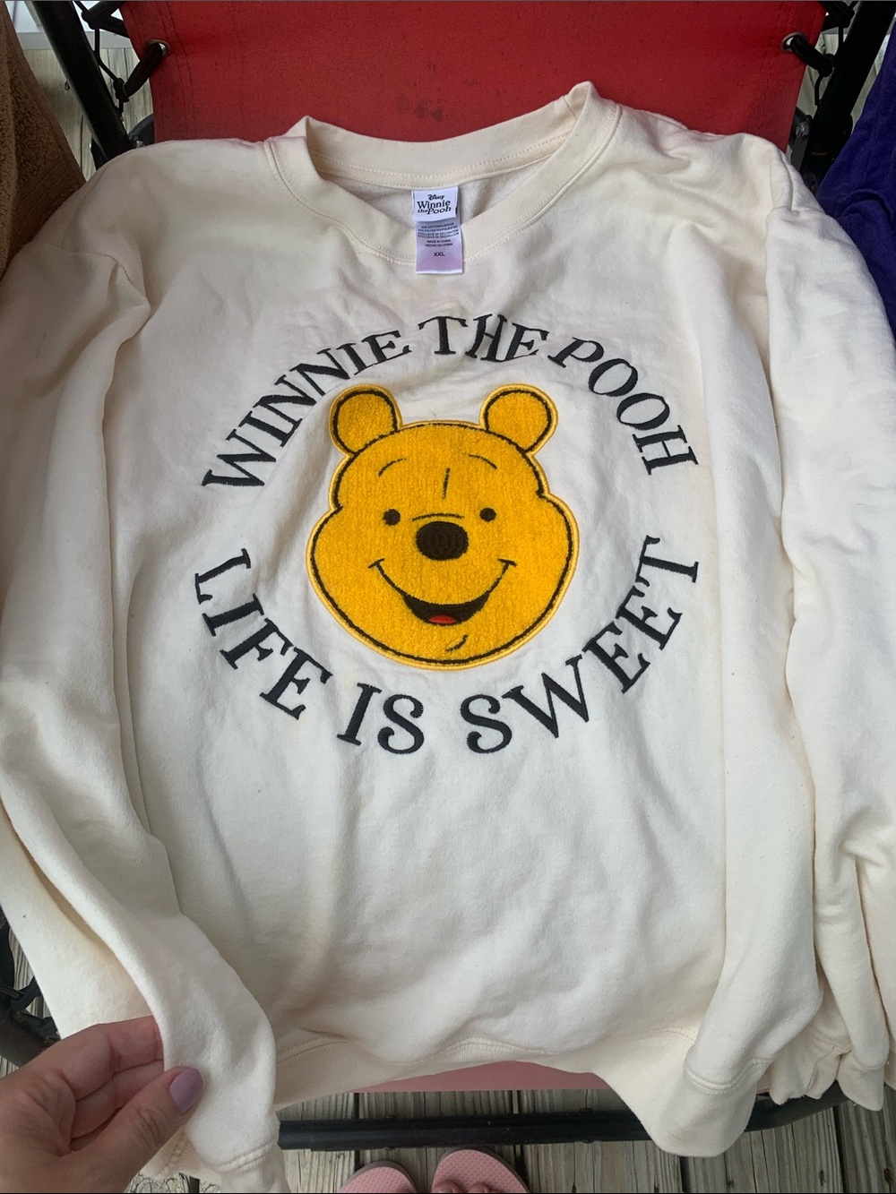 Disney Winnie the Pooh Cream Sweatshirt with Yellow Applique